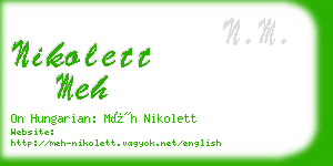 nikolett meh business card